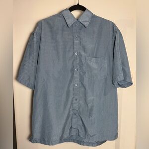 Blue Checkered Short Sleeve Collared Shirt